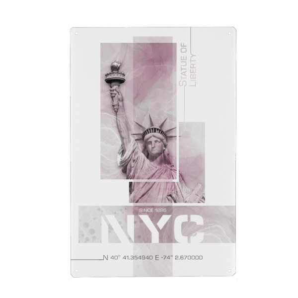 Holzbild "NYC Freiheitsstatue | Marmor pink" artboxONE - Städte,Städte / New York