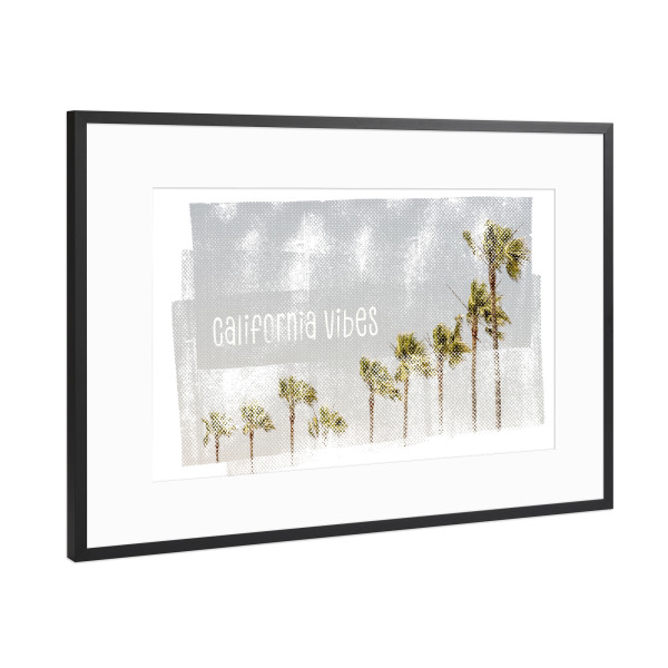 Poster mit Rahmen Schwarz (Metallic) "California Vibes | Vintage" artboxONE - Typografie,Natur,Reise / Strand und Meer