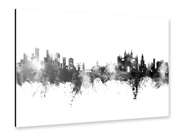 Alu-Dibond "Palma de Mallorca Skyline Black" 30x20 cm artboxONE
