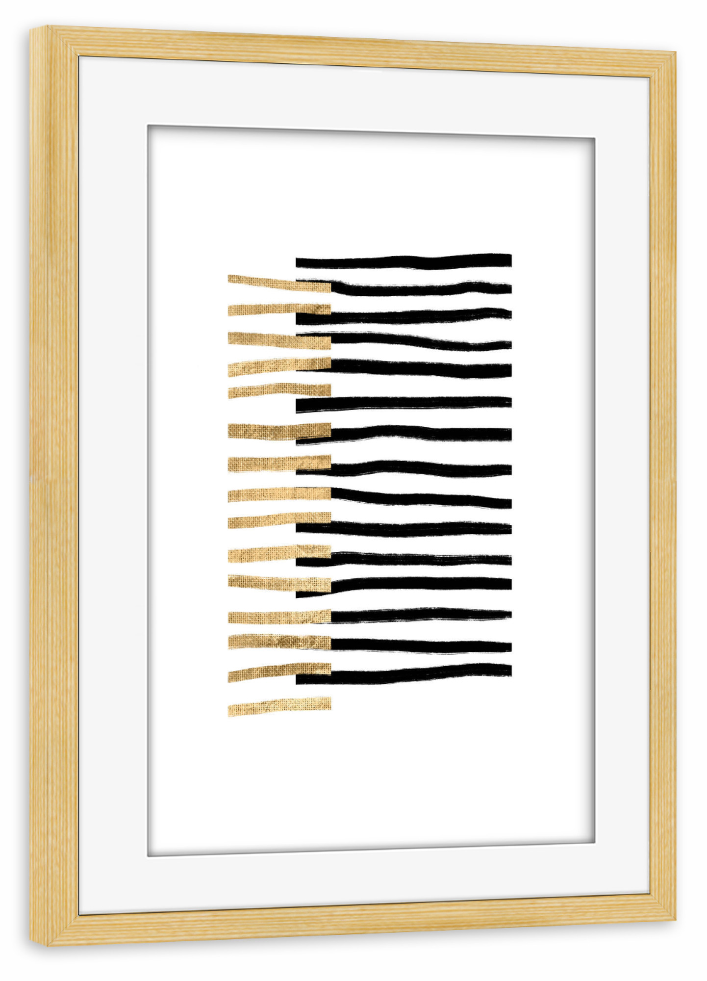 Poster mit Rahmen kiefer "Gold on Black Lines" artboxONE - Abstrakt