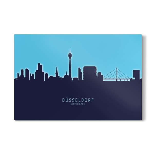 Galerie-Print "Düsseldorf Skyline Glow Blue" 30x20 cm artboxONE