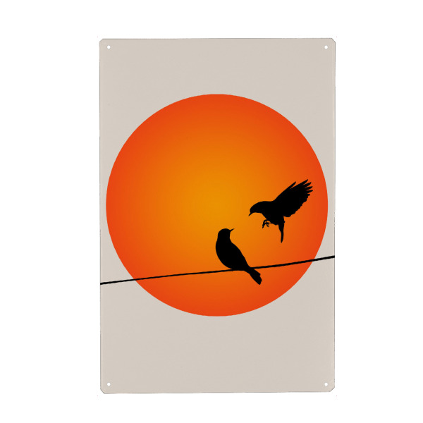 Metall Poster "Good Morning Sunshine Birds" artboxONE - Natur,Tiere,Abstrakt - Vögel,Vogel,Sonne,Sun,Birds,Animals,Tiere,Nature,Natur - Blechschild