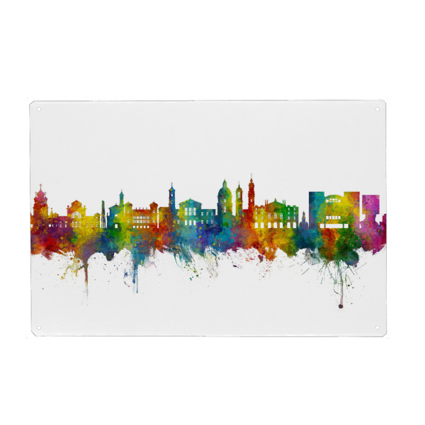 Holzbild "Nice France Skyline" artboxONE - Städte - Nice,France,Skyline,Cityscape,Stadtbild,Watercolor,Frankreich,Stadt,City,Bunt,Colorful
