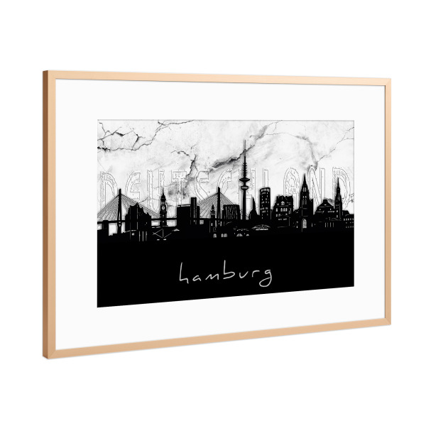 Poster mit Rahmen Kupfer "Hamburg skyline marble" artboxONE - Städte,Städte / Hamburg,Reise,Architektur,Kartografie