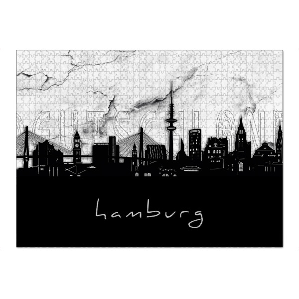 Puzzle Ravensburger "Hamburg skyline marble" artboxONE - Städte,Städte / Hamburg,Reise,Architektur,Kartografie