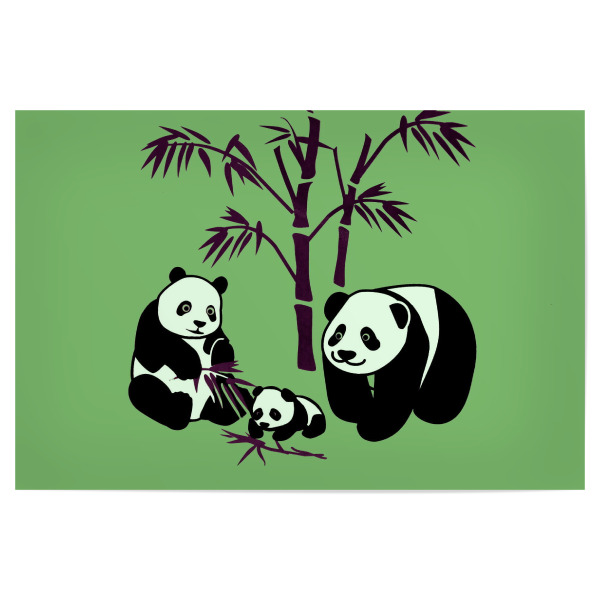 Poster 30x20 cm "Panda Familie grün" artboxONE - Natur,Für Kinder,Tiere,Lustig