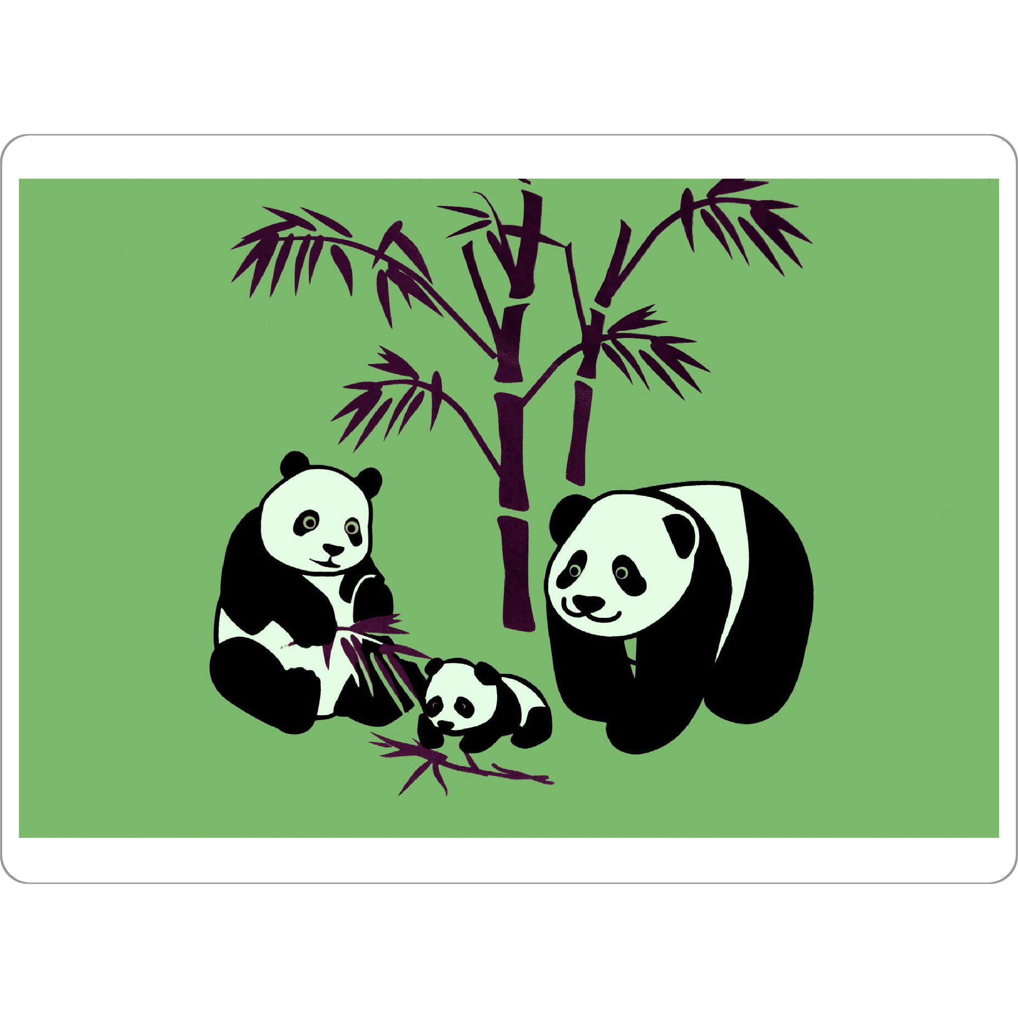 Tischset "Panda Familie grün" artboxONE - Natur,Für Kinder,Tiere,Lustig