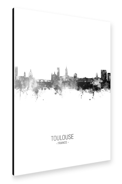 Alu-Dibond "Toulouse France Skyline BW" 30x20 cm artboxONE