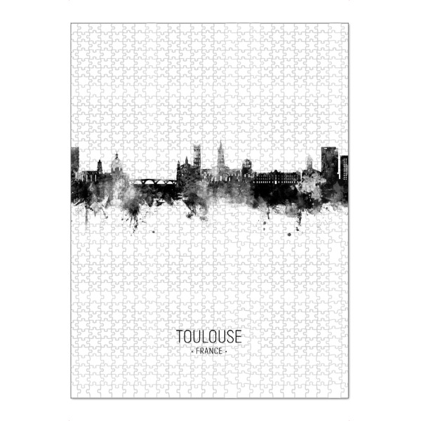 Puzzle Ravensburger "Toulouse France Skyline BW" artboxONE - Städte