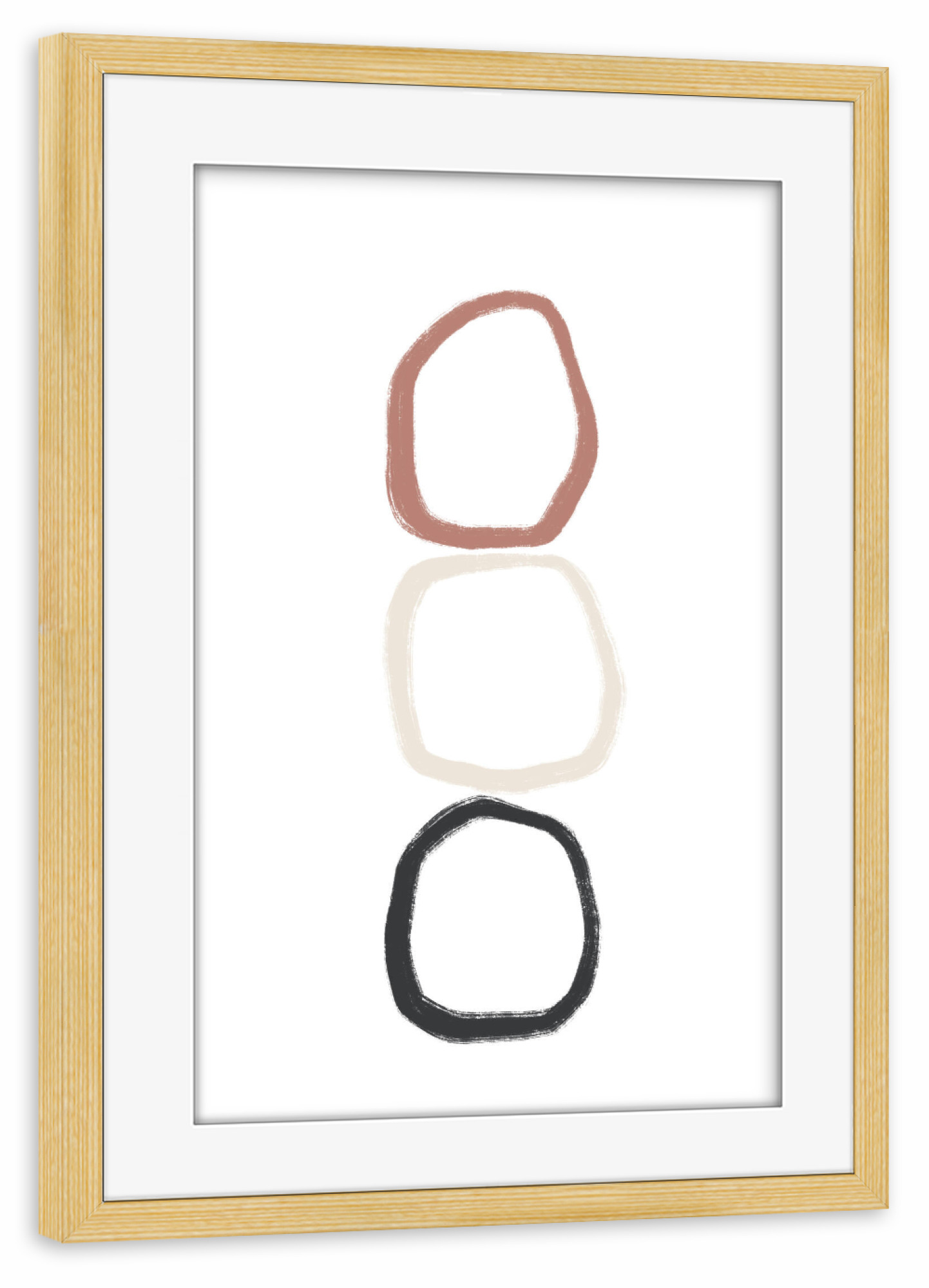 Poster mit Rahmen kiefer "Three Stones - On Top" artboxONE - Abstrakt,Geometrie - Abstrakt,Formen,Boho,Bohemian,Minimalismus,Circle,Kreise,Abstract