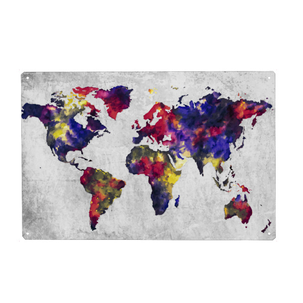 Holzbild "World Map 3 Colorful (matart)" artboxONE - Reise,Für Kinder,Kartografie
