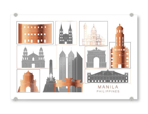 Acrylglasbild "Manila skyline copper" artboxONE - Städte,Reise,Architektur,Kartografie