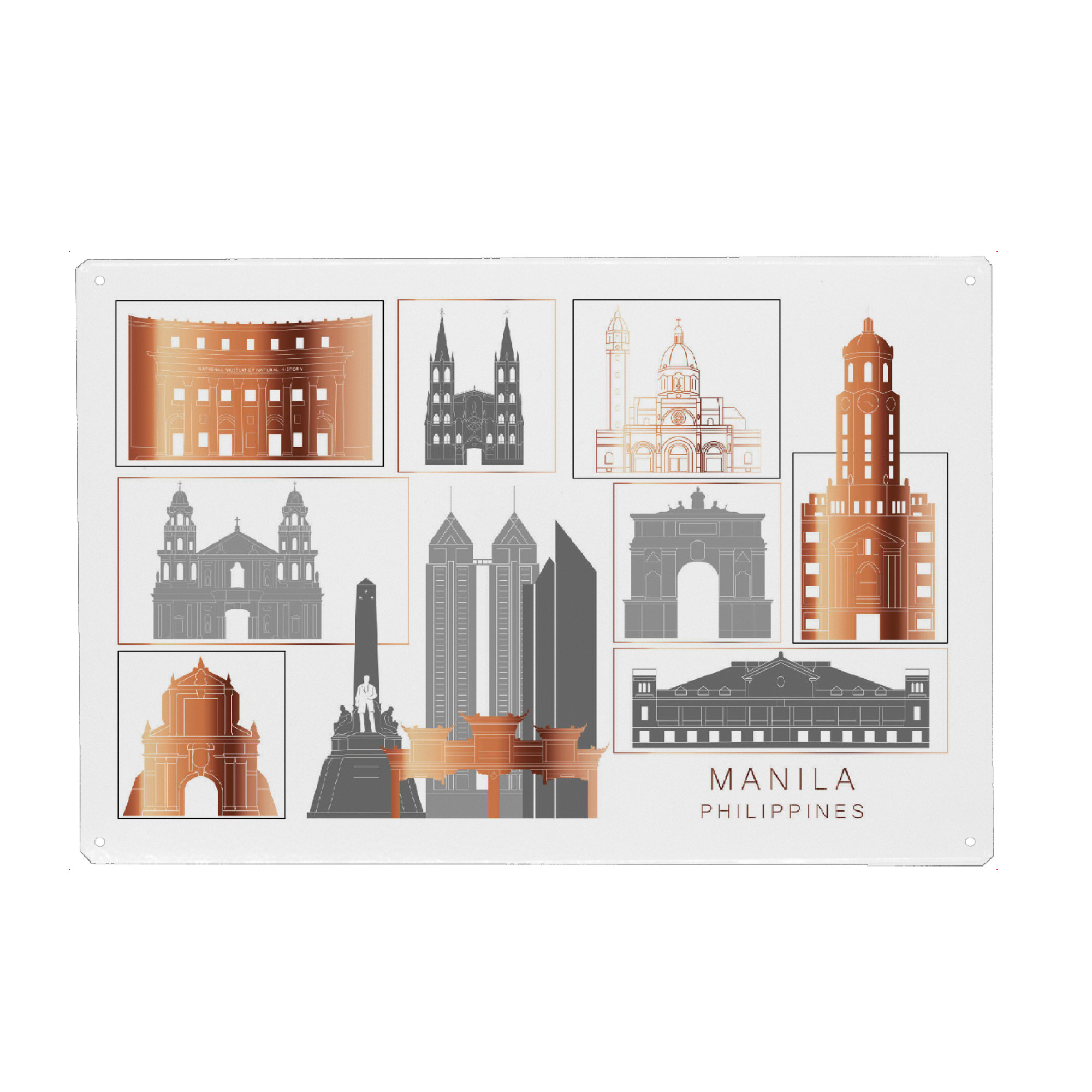Metall Poster "Manila skyline copper" artboxONE - Städte,Reise,Architektur,Kartografie