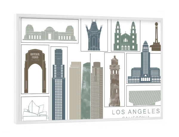 Poster mit weißem Rahmen "Los Angeles skyline, navy" artboxONE - Städte,Reise,Architektur,Städte / Los Angeles,Kartografie