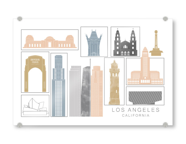Acrylglasbild "Los Angeles skyline earth" artboxONE - Städte,Reise,Architektur,Städte / Los Angeles,Kartografie