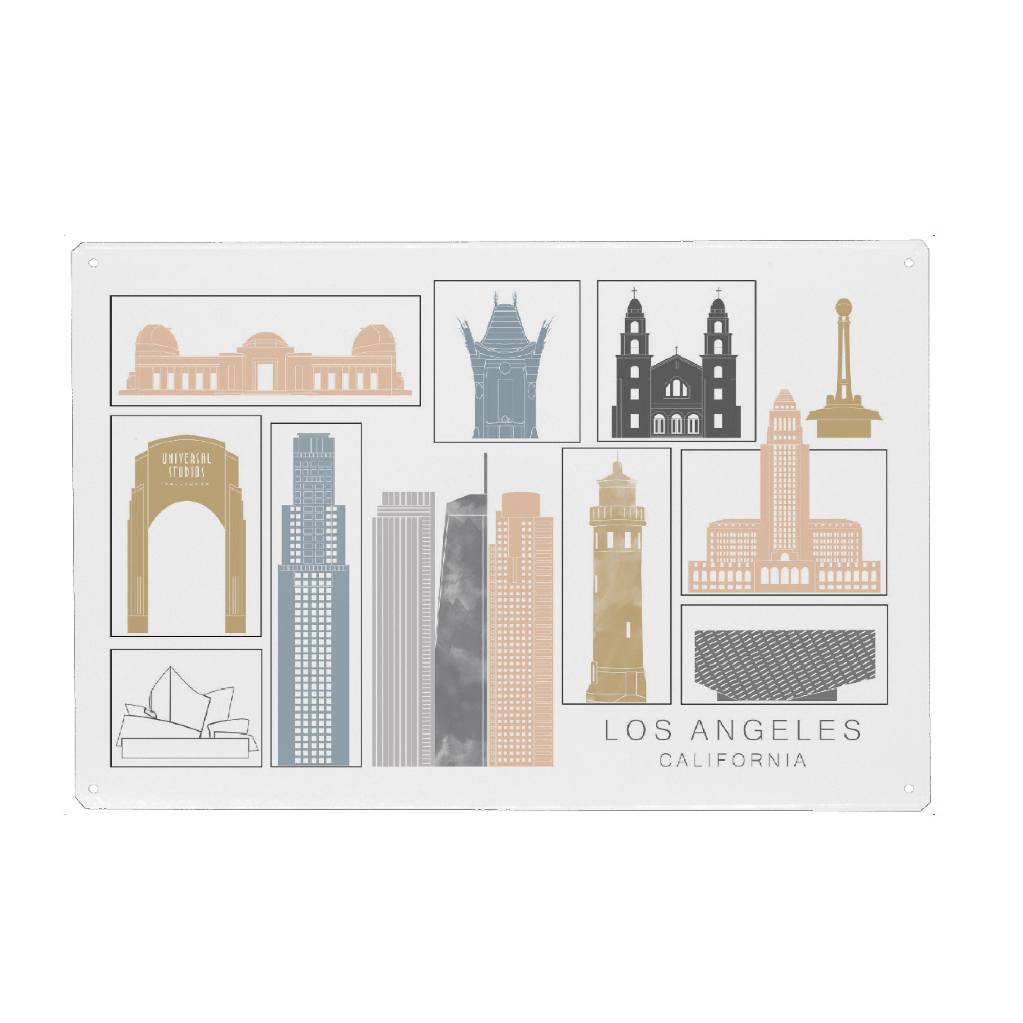 Metall Poster "Los Angeles skyline earth" artboxONE - Städte,Reise,Architektur,Städte / Los Angeles,Kartografie