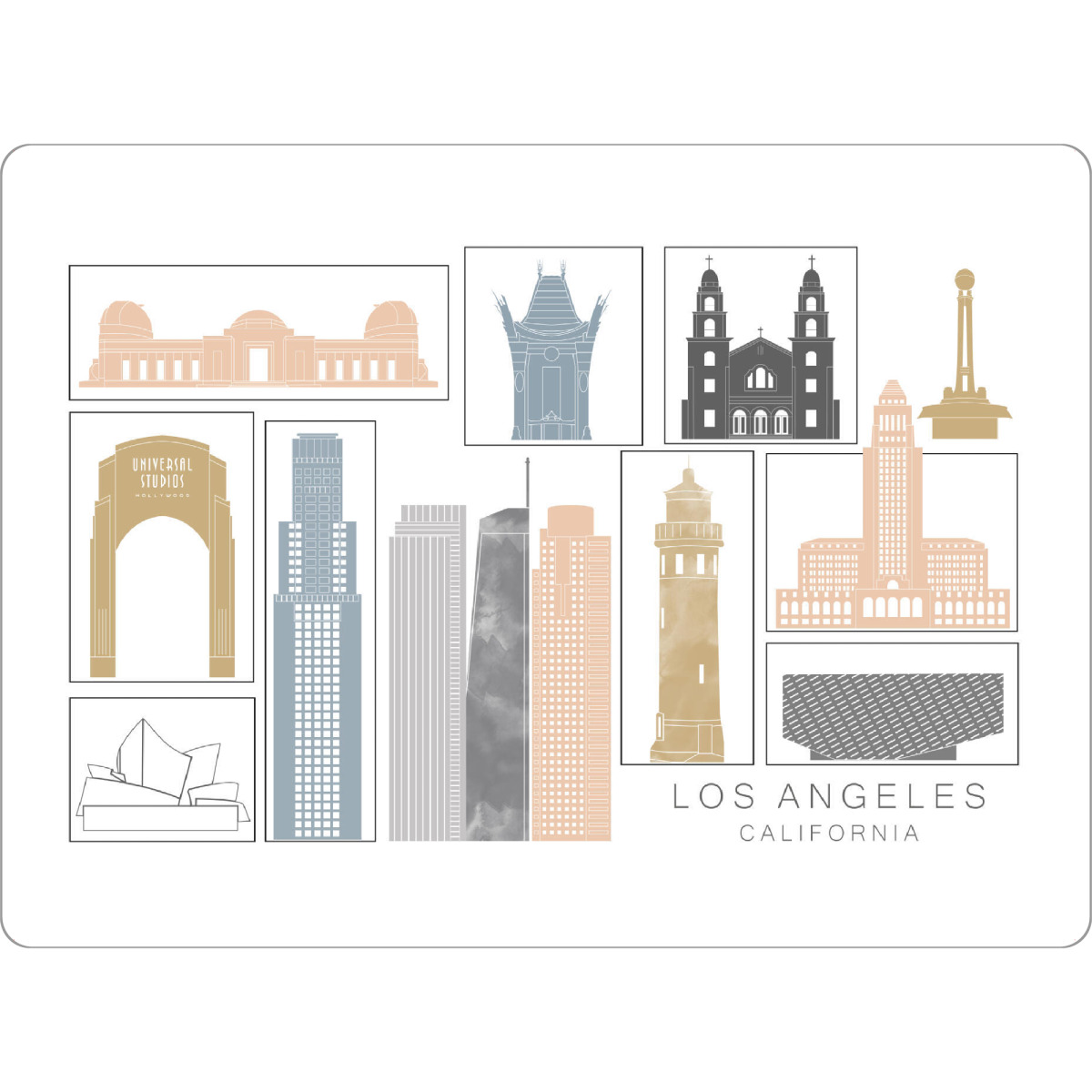 Tischset "Los Angeles skyline earth" artboxONE - Städte,Reise,Architektur,Städte / Los Angeles,Kartografie