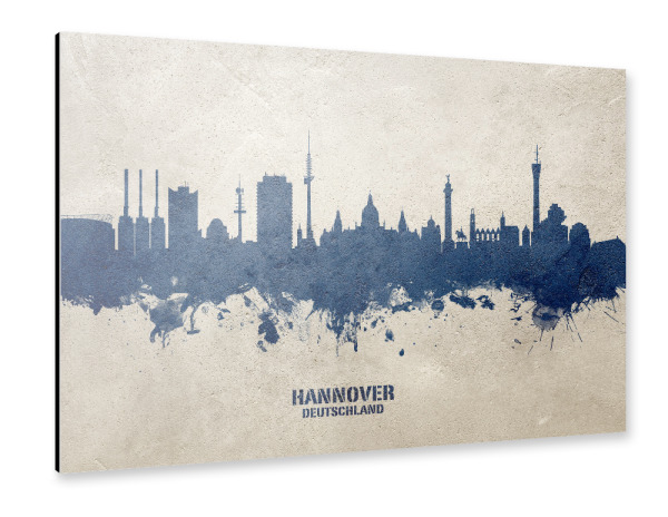 Alu-Dibond "Hannover Germany Skyline PaintBlue" 30x20 cm artboxONE