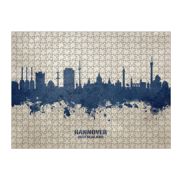 Puzzle Ravensburger "Hannover Germany Skyline PaintBlue" artboxONE - Städte