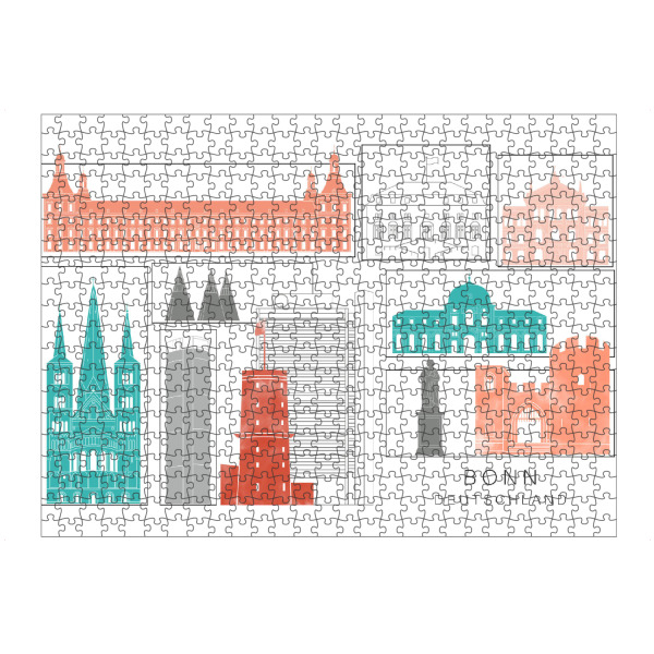 Puzzle Ravensburger "Bonn skyline coral" artboxONE - Städte,Reise,Architektur,Kartografie