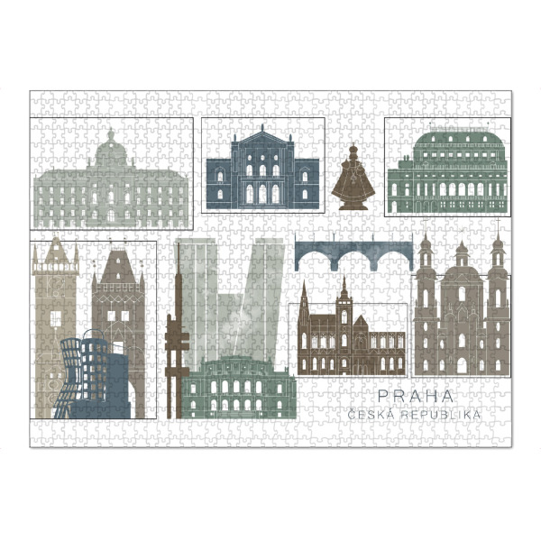 Puzzle Ravensburger "Prague skyline, navy" artboxONE - Städte,Reise,Architektur,Städte / Prag,Kartografie