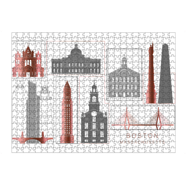 Puzzle Ravensburger "Boston skyline rosegold" artboxONE - Städte,Reise,Architektur,Städte / Boston,Kartografie