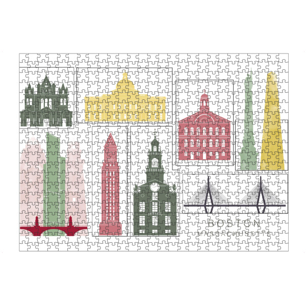 Puzzle Ravensburger "Boston skyline burgundy" artboxONE - Städte,Reise,Architektur,Städte / Boston,Kartografie