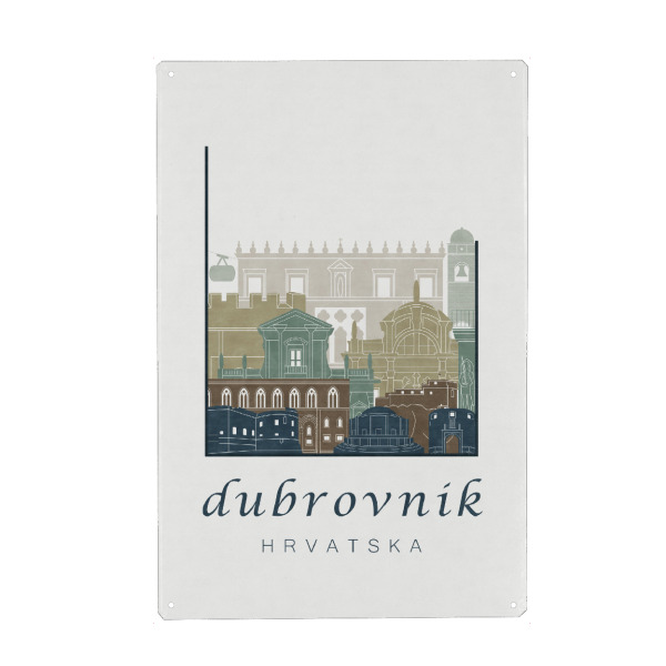 Holzbild "Dubrovnik skyline light blue" artboxONE - Städte,Architektur,Kartografie