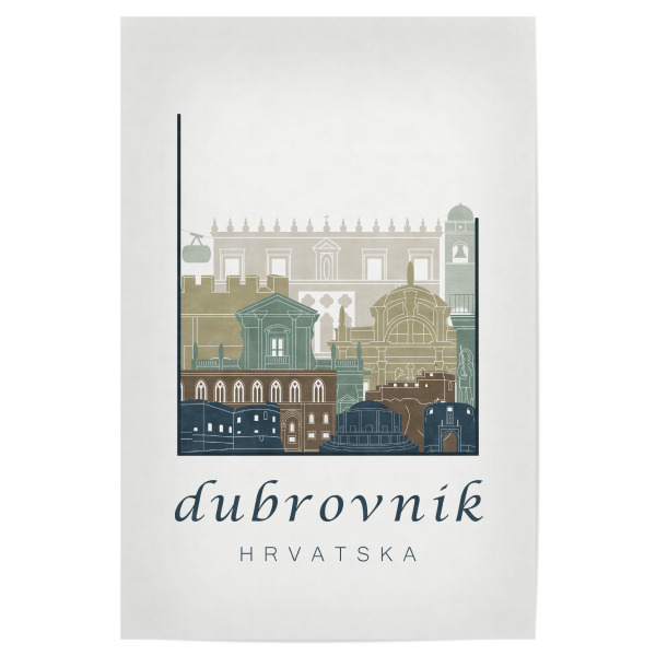 Poster 30x20 cm "Dubrovnik skyline light blue" artboxONE - Städte,Architektur,Kartografie