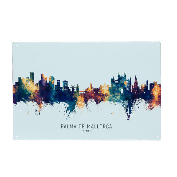 Holzbild "Palma de Mallorca Skyline BlueO" artboxONE - Städte