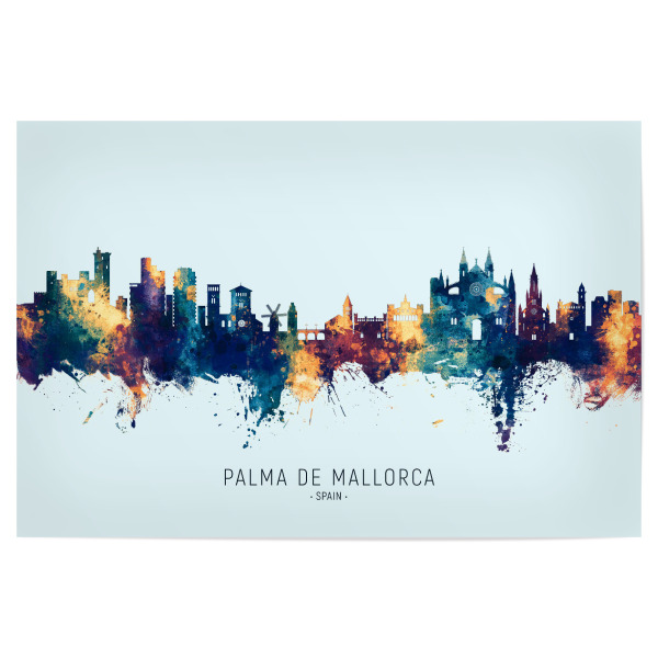 Poster 30x20 cm "Palma de Mallorca Skyline BlueO" artboxONE - Städte