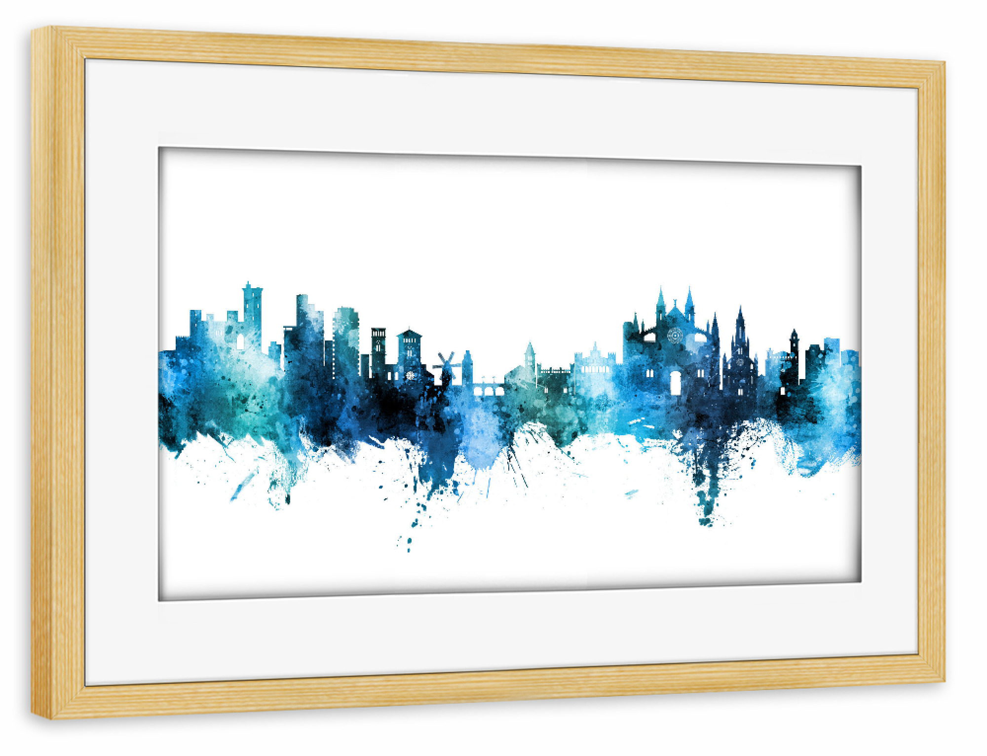 Poster mit Rahmen kiefer "Palma de Mallorca Skyline Blue" artboxONE - Städte