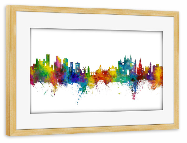 Poster mit Rahmen kiefer "Palma de Mallorca Spain Skyline" artboxONE - Städte