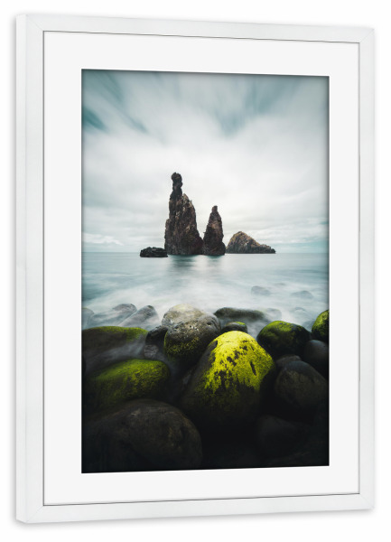 Poster mit Rahmen weiß "Rocks Seascape" artboxONE - Natur,Reise,Reise / Strand und Meer