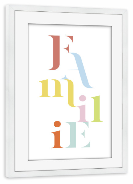 Poster mit Rahmen weiß "Bunte Familie" artboxONE - Typografie,Liebe,Für Mama