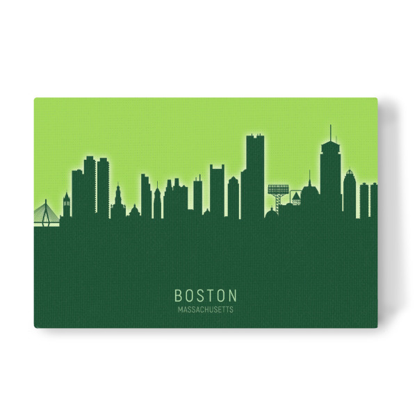 Leinwandbild "Boston Skyline Glow Green" artboxONE - Städte,Städte / Boston