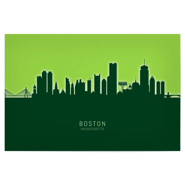 Poster "Boston Skyline Glow Green" artboxONE - Städte,Städte / Boston