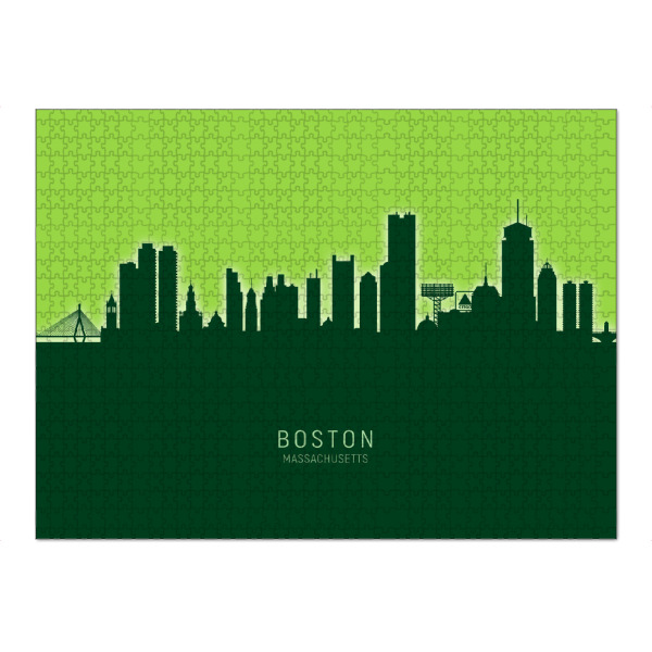 Puzzle Ravensburger "Boston Skyline Glow Green" artboxONE - Städte,Städte / Boston