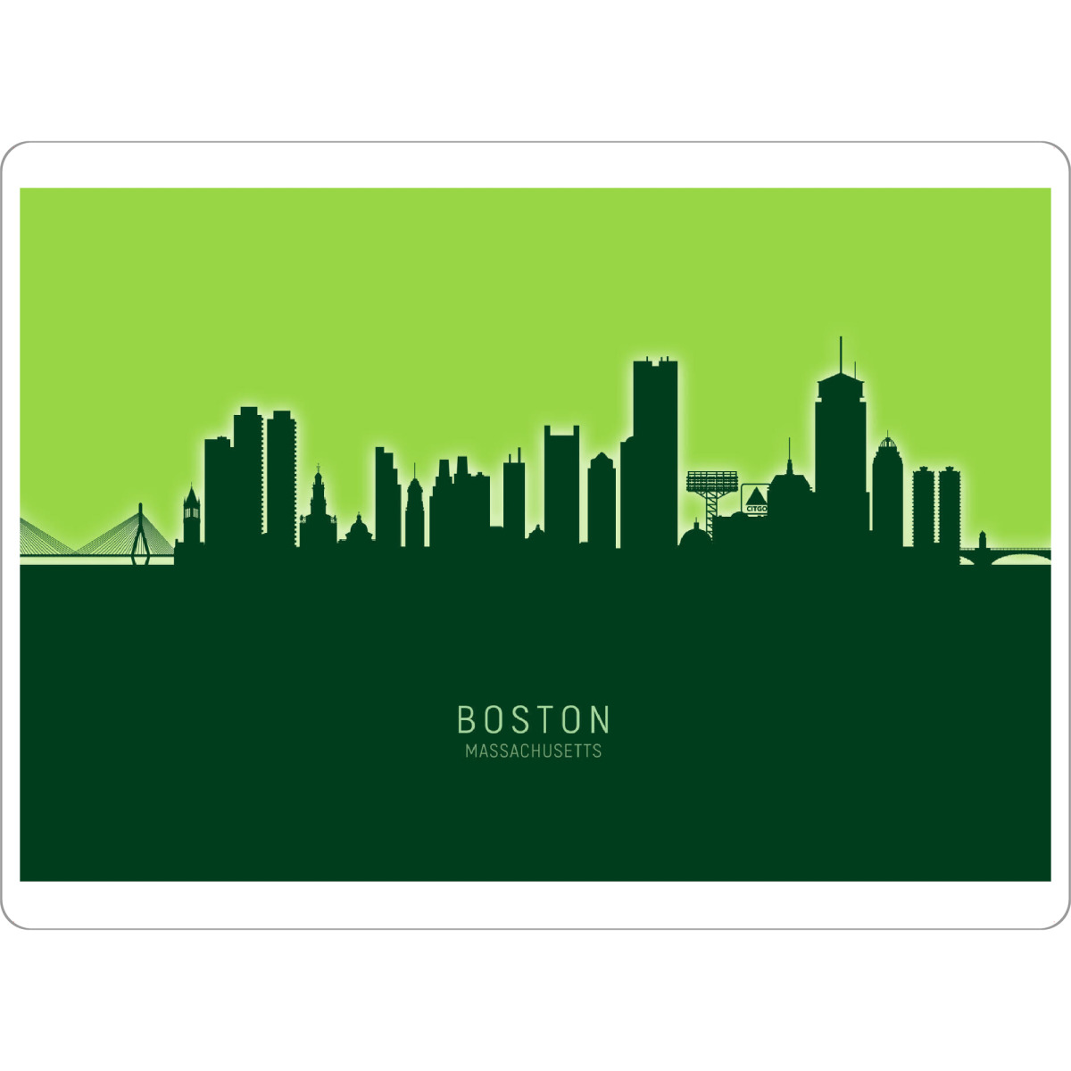 Tischset "Boston Skyline Glow Green" artboxONE - Städte,Städte / Boston