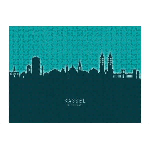artboxONE Puzzle "Kassel Germany Skyline Glow Teal" artboxONE - Städte