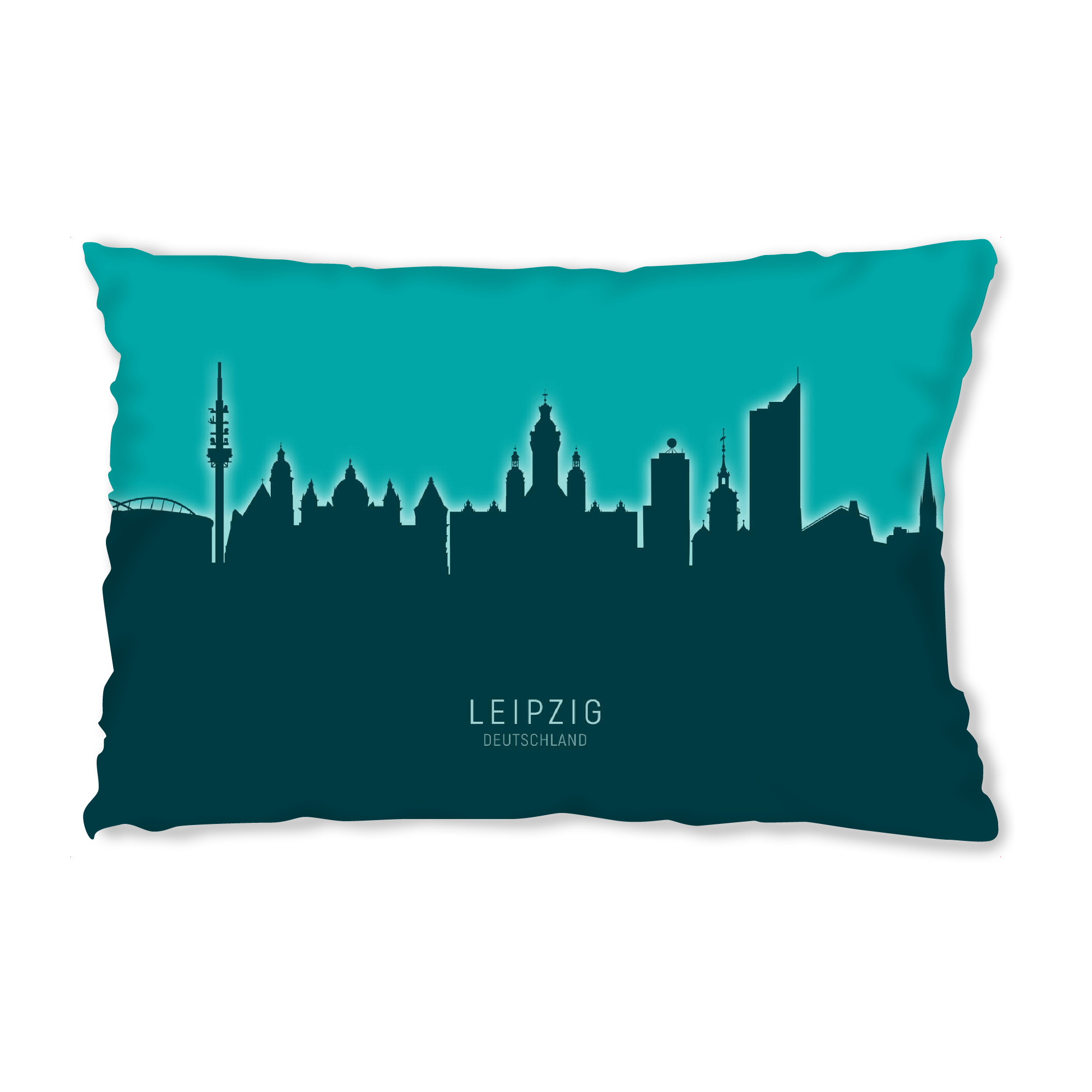 Design-Kissen "Leipzig Germany Skyline Glow Teal" artboxONE - Städte
