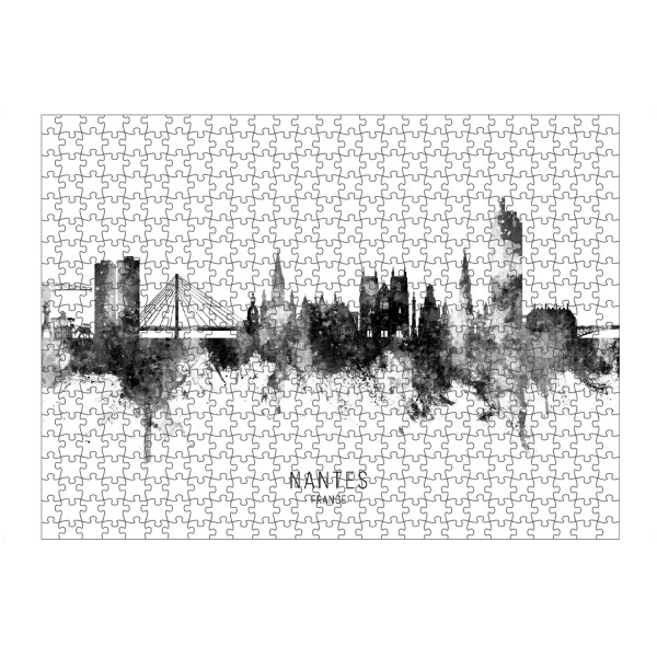 artboxONE Puzzle "Nantes France Skyline BW Text" artboxONE - Städte
