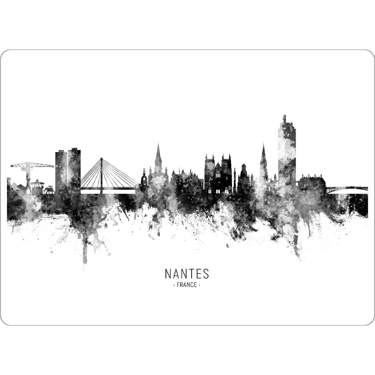Tischset "Nantes France Skyline BW Text" artboxONE - Städte