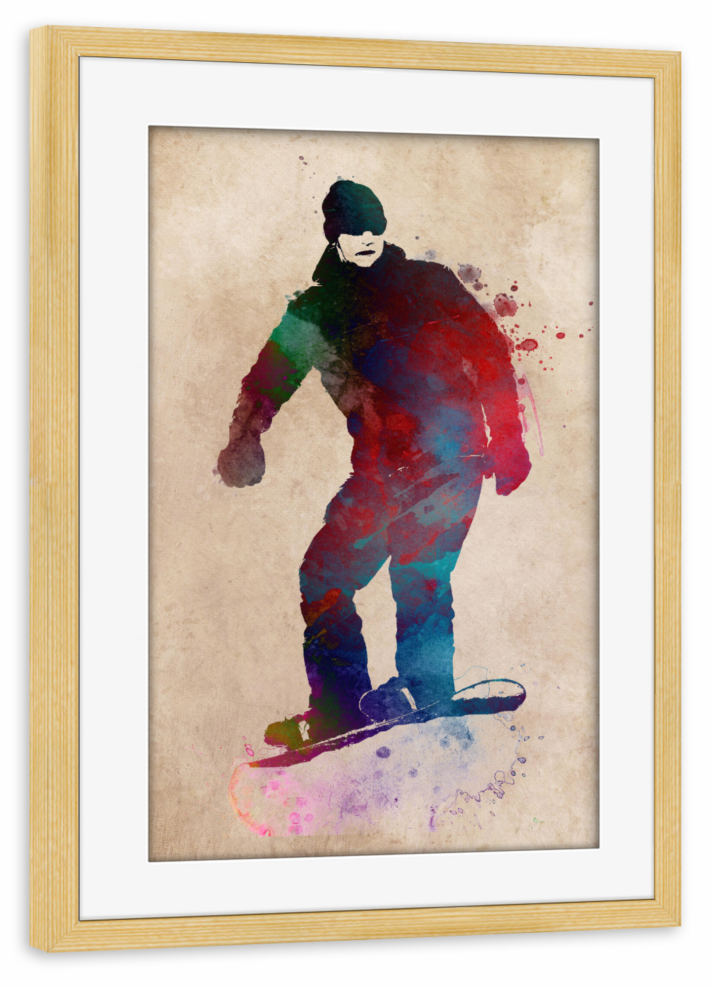 Poster mit Rahmen kiefer "Snowboard" artboxONE - Sport - Active,Sports,Player,Team,Snow,Snowboard,Snowboarding,Sport,Winter