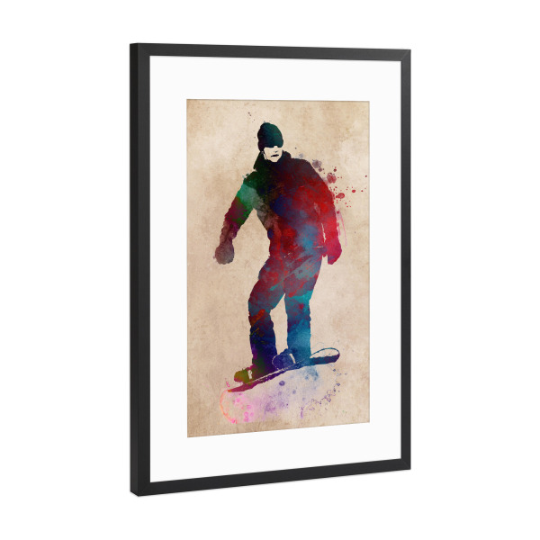 Poster mit Rahmen Schwarz (Metallic) "Snowboard" artboxONE - Sport - Active,Sports,Player,Team,Snow,Snowboard,Snowboarding,Sport,Winter