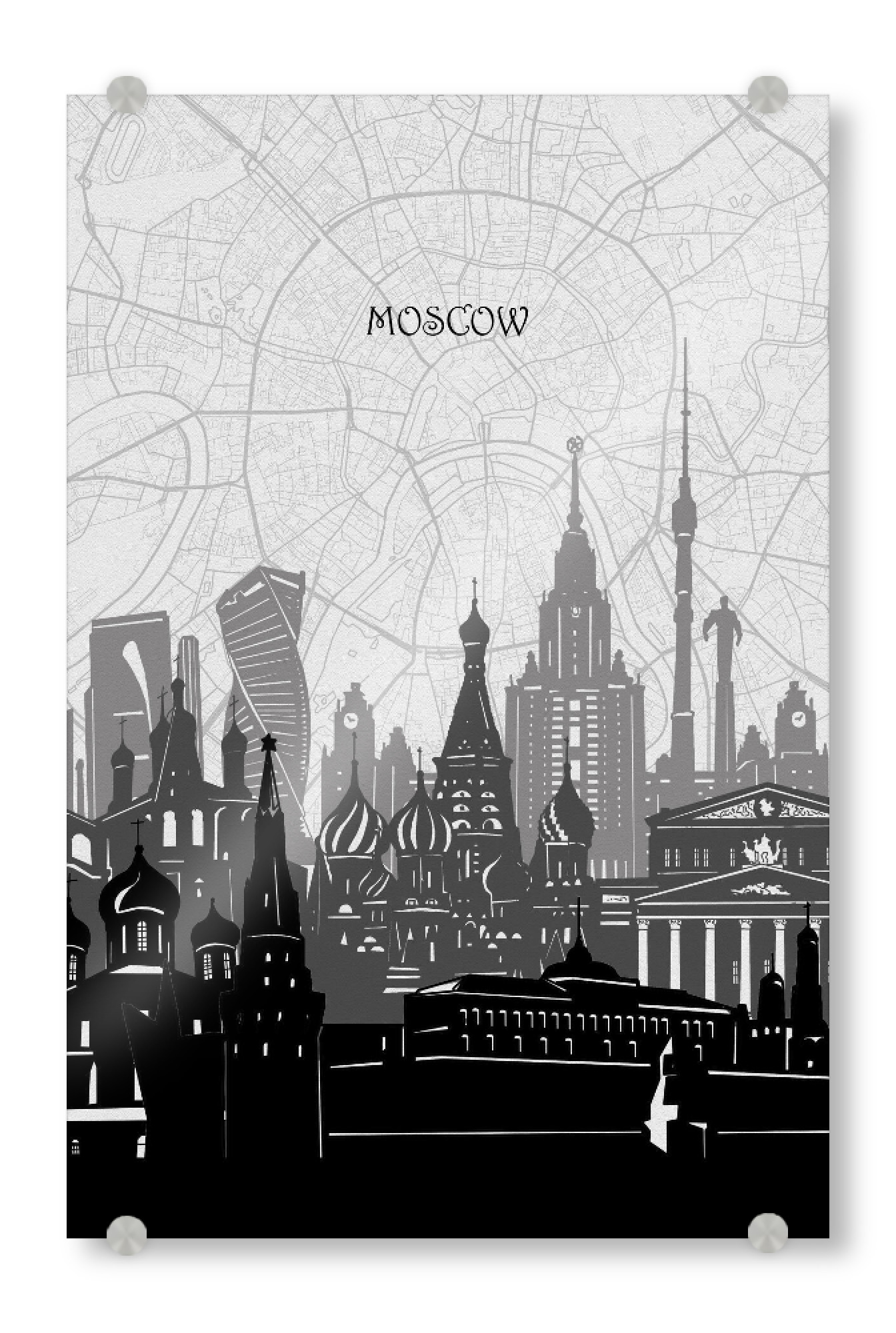 Acrylglasbild "Moscow cityscape map" artboxONE - Städte,Reise,Architektur,Kartografie