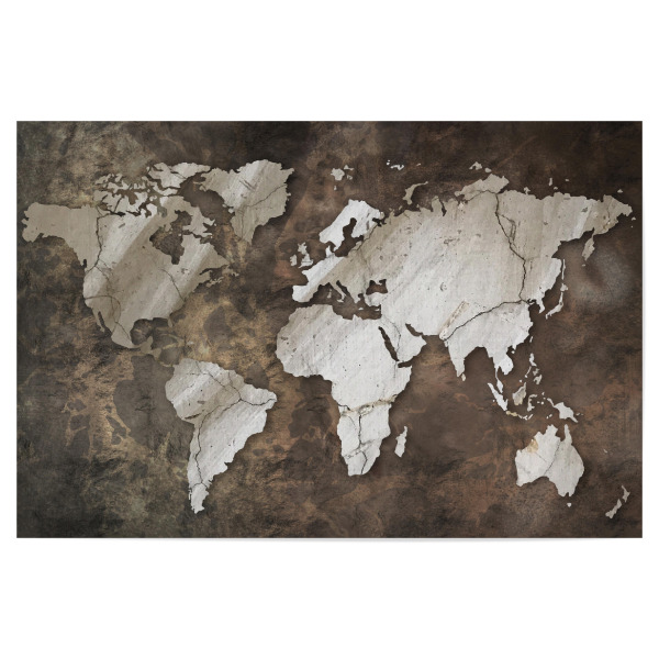 Poster "World Map 2 Brown (matart)" artboxONE - Städte,Für Kinder,Abstrakt,Kartografie