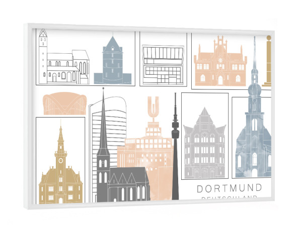 Poster mit weißem Rahmen "Dortmund skyline earth" artboxONE - Städte,Reise,Architektur,Kartografie