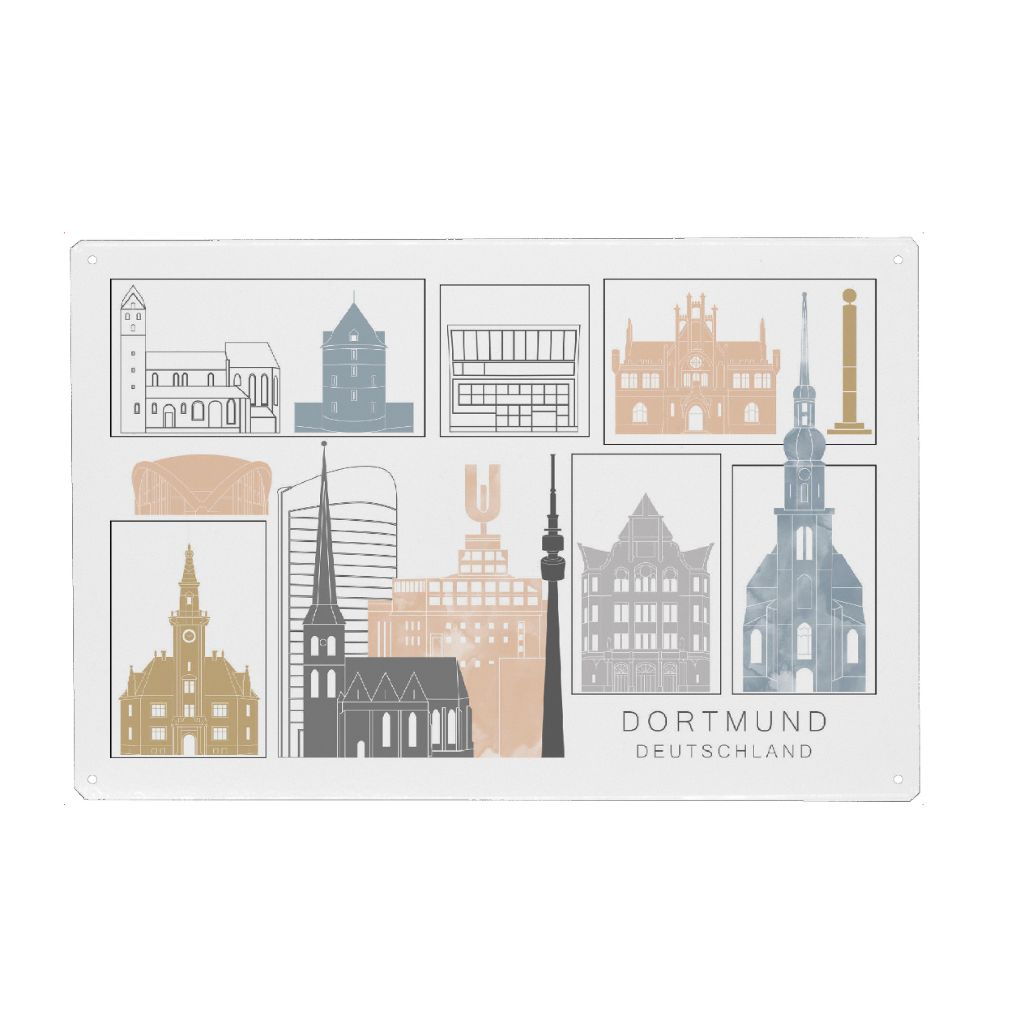 Metall Poster "Dortmund skyline earth" artboxONE - Städte,Reise,Architektur,Kartografie