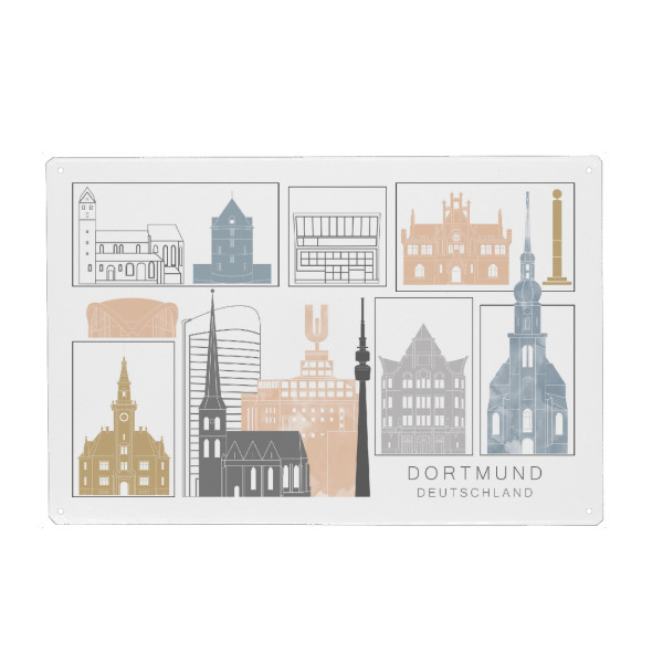 Holzbild "Dortmund skyline earth" artboxONE - Städte,Reise,Architektur,Kartografie